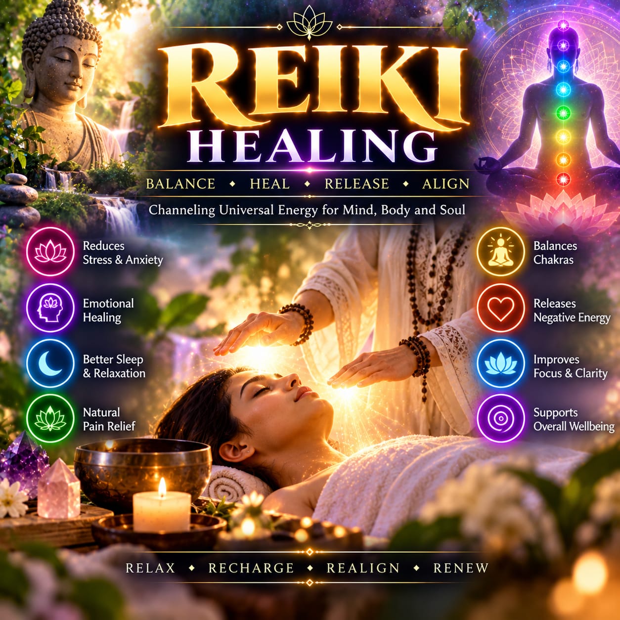Reiki (Level 1, Level 2, Level 3, Level 4 and Grand Master)